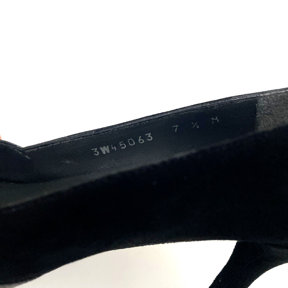 Stuart Weitzman Pump Black Suede Silver Pewter Leather Bow Pointed Toe Lace 7.5 - Picture 7 of 9